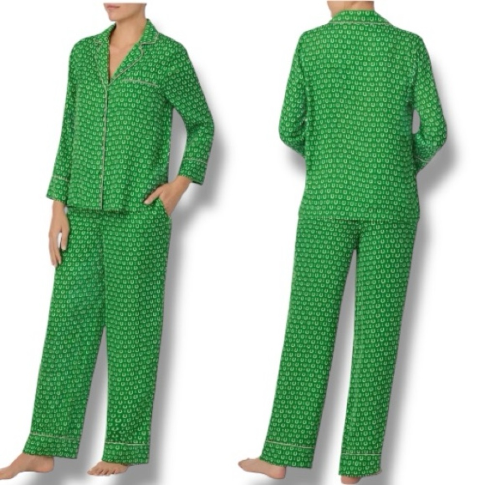 Kate Spade Charming Allover Print Green Pajama Set Elastic Waist Women Size M/M - Picture 11 of 16
